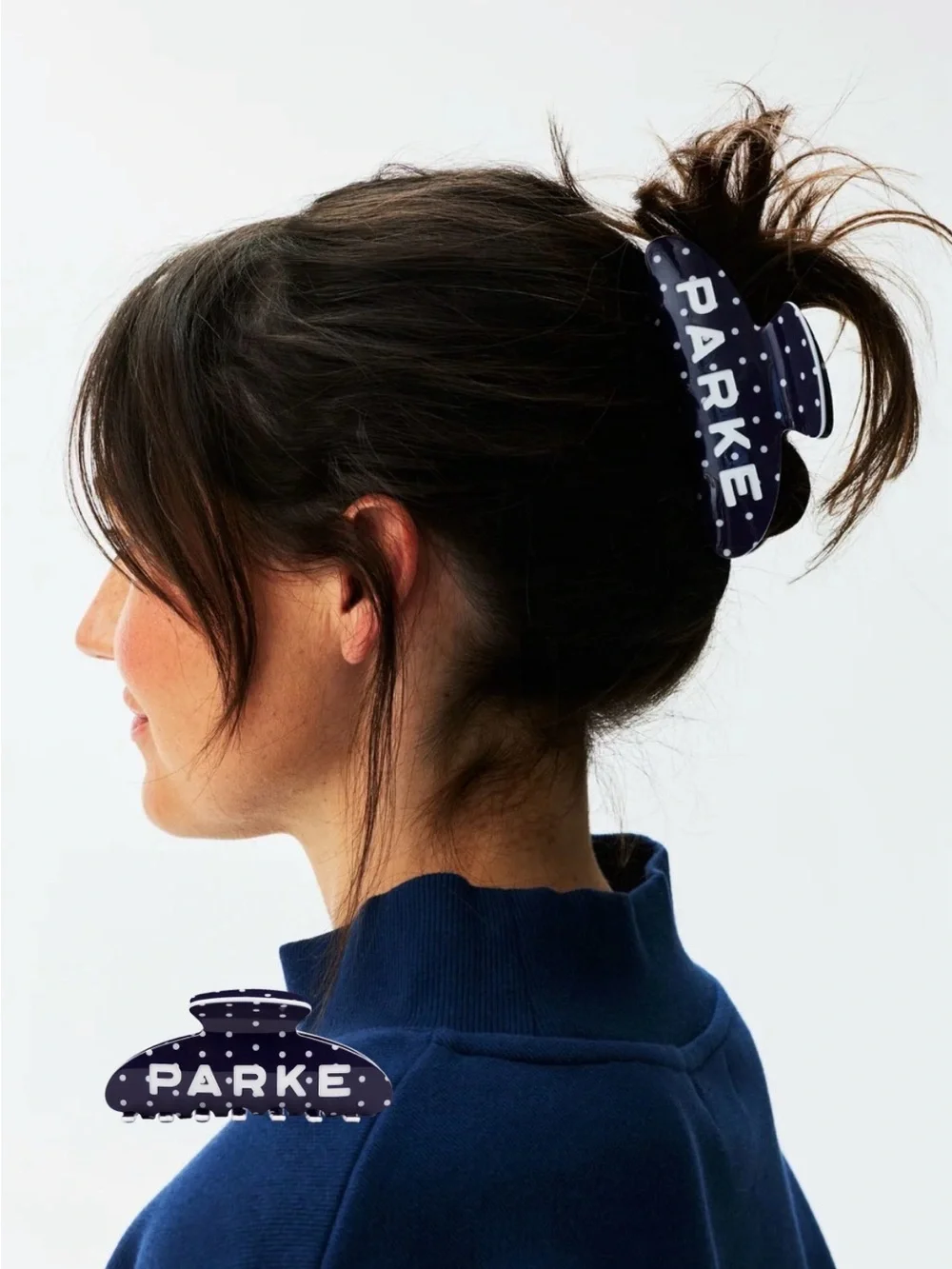 NWT PARKE Denim Polka Dot Claw Clip